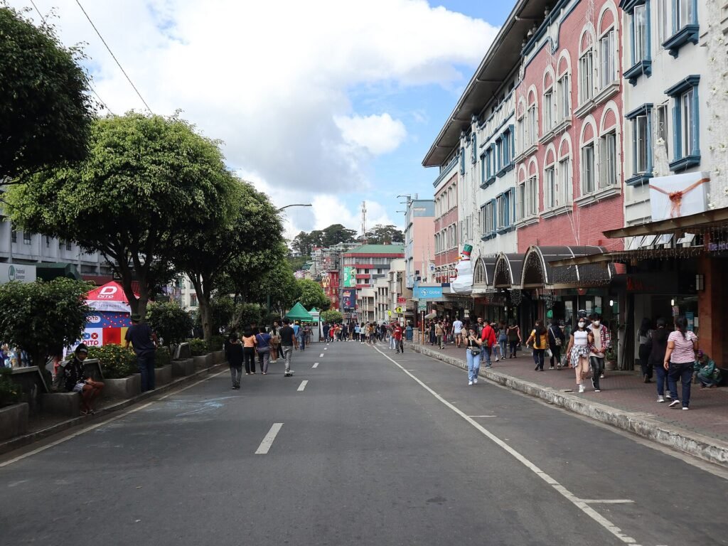 Session Road, Baguio's main street, with its shops and pedestrians